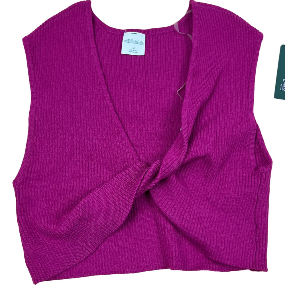 Wild Fable Women's Plum Purple Cropped Sweater Tank Top - Size Large - NWT